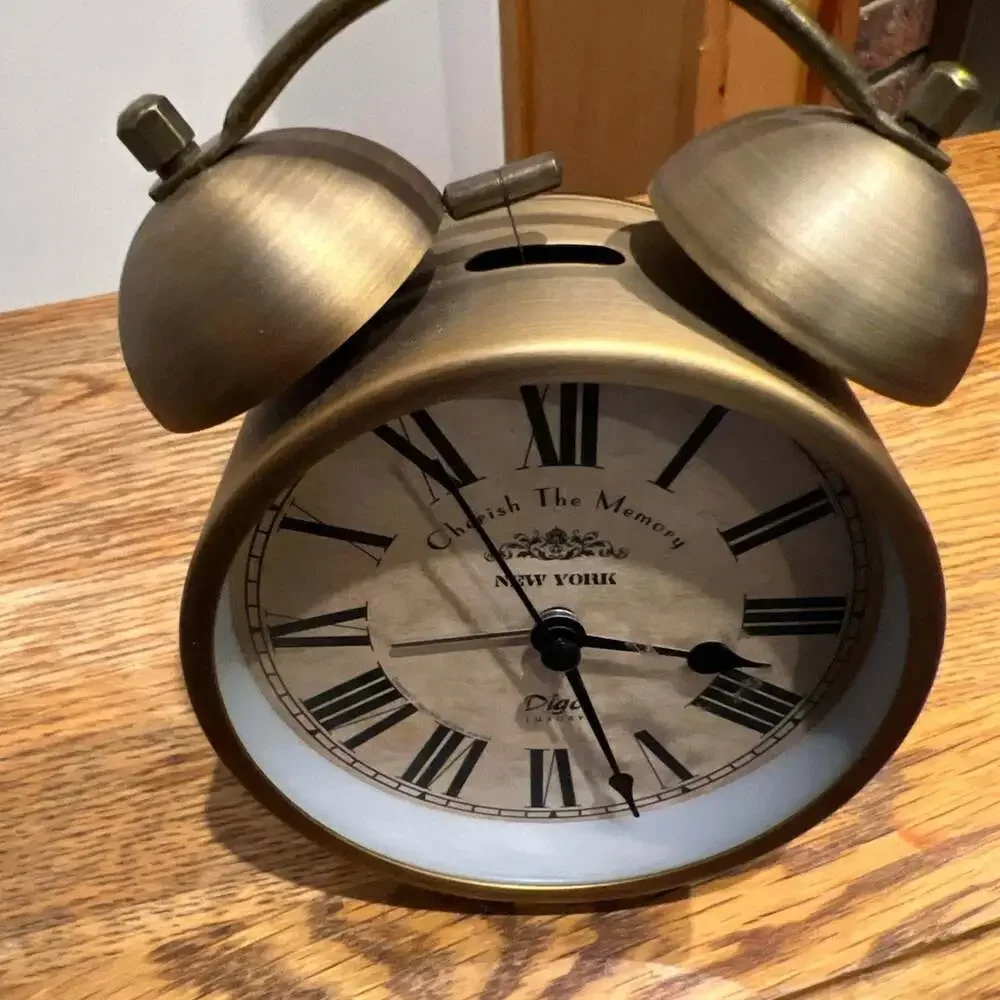 1PC Retro Round‎ Desktop Clock Bell Small Alarm Clock for Home